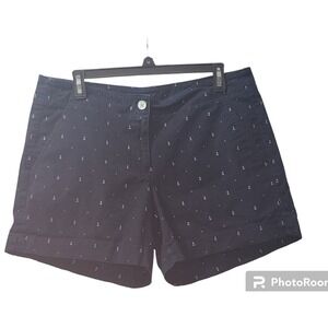 Nautica Anchor Print Shorts Cuffed‎ Hem Casual Summer Navy Blue Size M